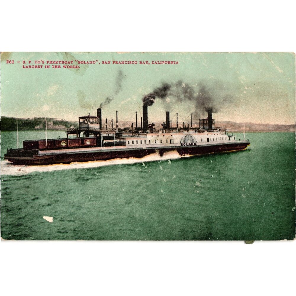 Antique Postcard SF Cos Ferryboat Solano San Francisco Bay California
